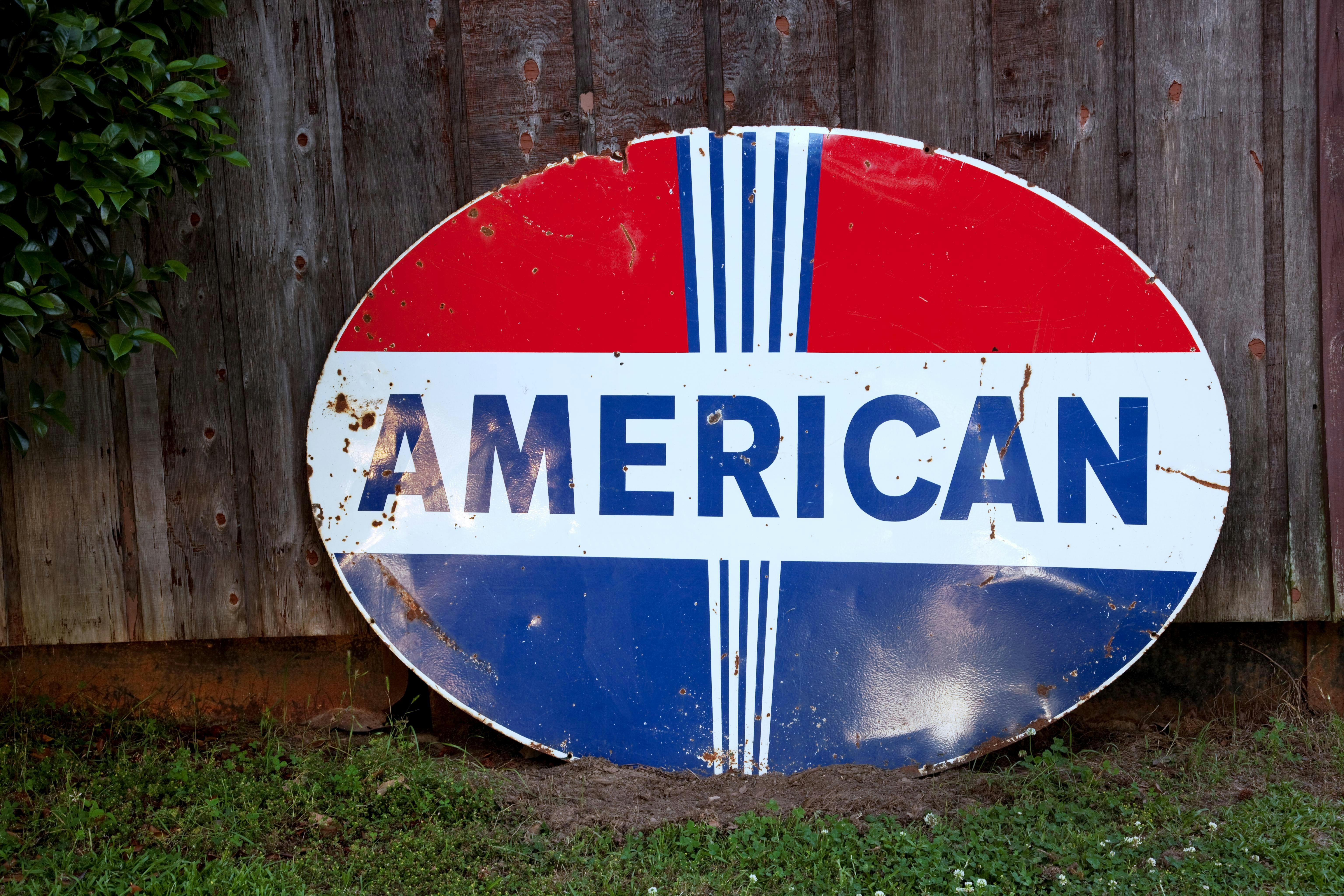 Vintage American porcelain gas station sign